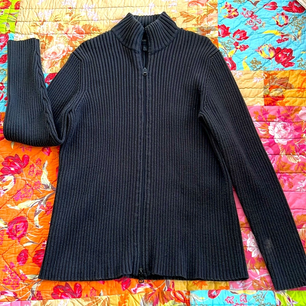Express Mens Cable Knit Cardigan (full zip).  Size Medium - Gray